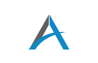 blue grey white A alphabet letter logo icon design sign