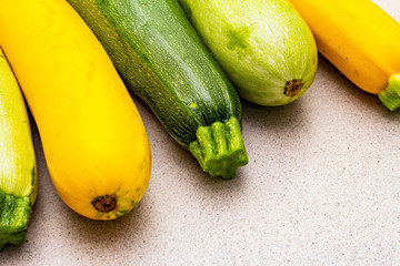 Assorted colorful zucchini