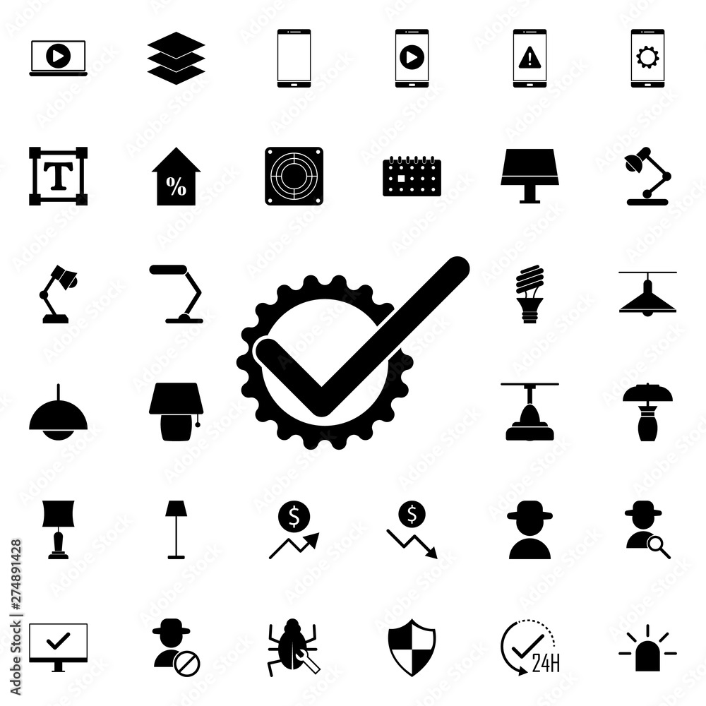 Aufkleber confirm settings icon. universal set of web for website design and development, app development