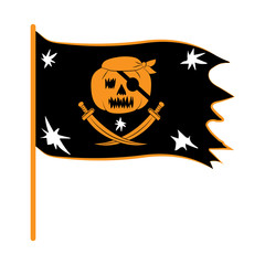  Halloween. Pumpkin pirate. Stylized image of a pumpkin in the form of a pirate. Vector illustration.