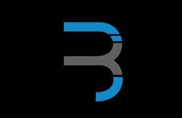black grey blue B alphabet letter logo icon design sign
