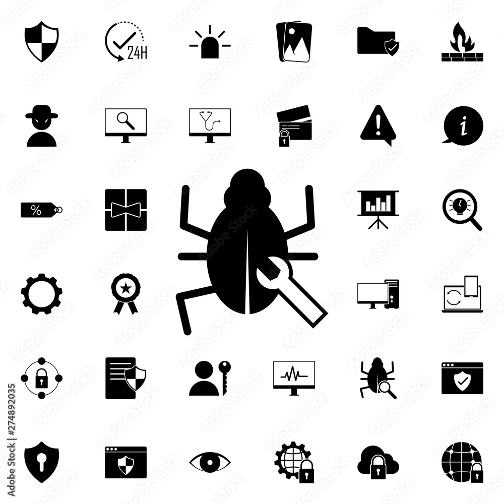 Aufkleber virus removal icon. universal set of web for website design and development, app development
