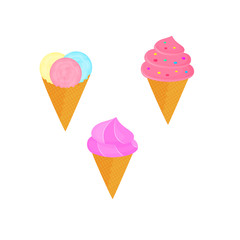 Ice cream cone in Waffle Cup vector isolated on white background