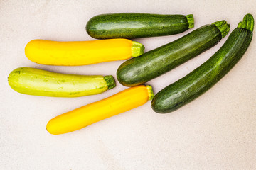 Assorted colorful zucchini