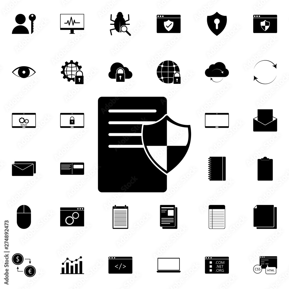 Aufkleber document protection icon. universal set of web for website design and development, app development