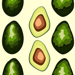 Avocado seamless pattern. print, fabric and organic, vegan, raw products packaging. Texture for eco and healthy food