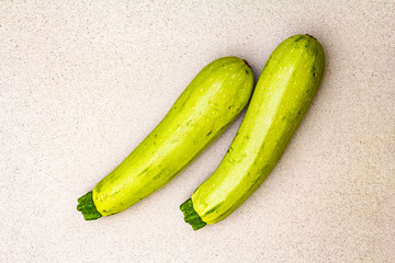 Bright green courgette