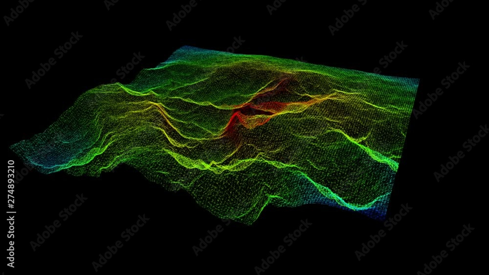 Fototapete Futuristic Holographic Terrain environment, geomorphology, topography and digital data telemetry information display motion graphic user interface head up display screen