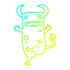 cold gradient line drawing cartoon demon