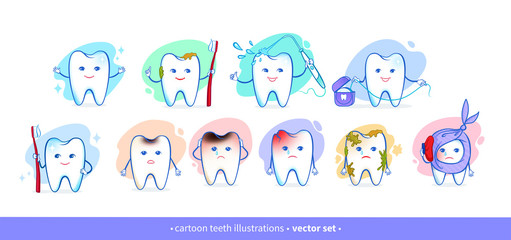 Vector collection of cartoon tooth characters