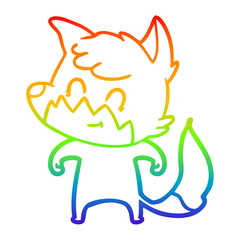 rainbow gradient line drawing cartoon friendly fox