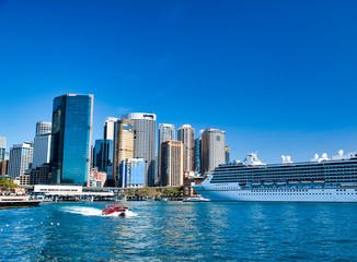 Fototapeta na wymiar Cruise ship docked in Sydney Harbor, Australia