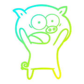 recommend clip art: cold gradient line drawing cartoon pig shouting