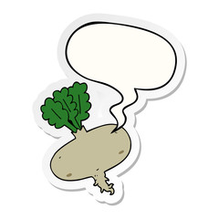 cartoon beetroot and speech bubble sticker