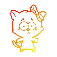 warm gradient line drawing cartoon cat
