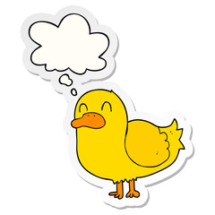 cartoon duck and thought bubble as a printed sticker