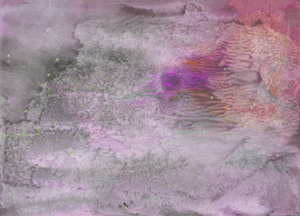 Abstract background, hand-painted texture, watercolor painting, splashes, drops of paint, paint smears. Design for backgrounds, wallpapers, covers and packaging.