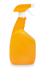 orange spray pistol bottle for detergent isolated on white With clipping Path