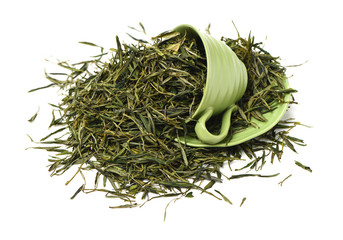 green tea on white background