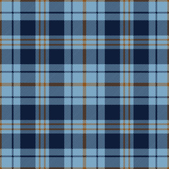 Blue and orange tartan plaid pattern. Flannel textile pattern / seamless background.