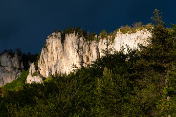 French landscape - Vercors. Panoramic view over the peaks of the Vercors in France.
