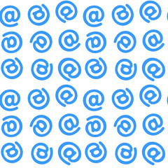Mail blue on white background, seamless pattern, vector