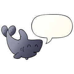 cartoon shark and speech bubble in smooth gradient style