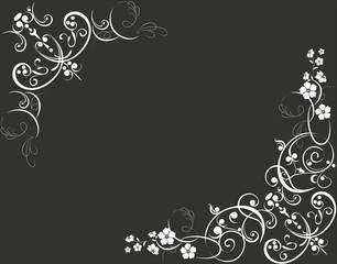 Fondo negro con esquinas ornamentadas