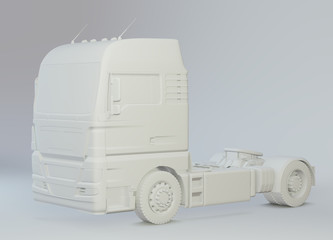 Large white truck. Shipping industry, logistics transportation and cargo freight transport. 3d rendering.