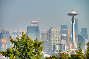 Aerial view of beautiful Seattle skyline