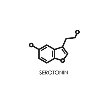 Serotonin molecular structure. neurotransmitter molecule. Skeletal chemical formula.