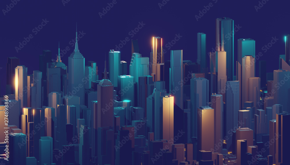 Poster 3d image render, aerial view of cityscape background. 3d rendering.