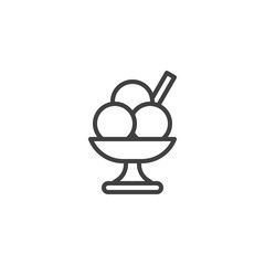 Cup of ice cream line icon. linear style sign for mobile concept and web design. Sundae outline vector icon. Summer Dessert symbol, logo illustration. Vector graphics