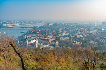 Afternoon aerial view of Budapest cityscape