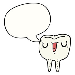 cartoon happy tooth and speech bubble