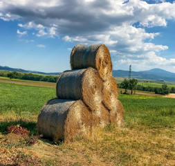 Hay Bales in Tuscany, Italy in spring season © jovannig