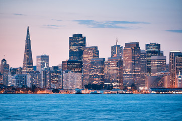 San Francisco beautiful night skyine, California