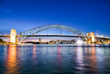 Fototapeta na wymiar Sydney Harbor Bridge at night, Australia