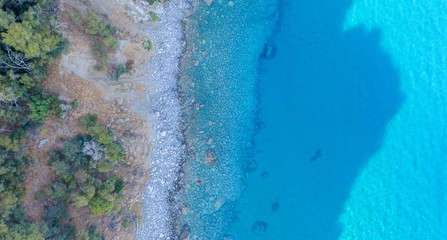 Aerial view of italian coastline in summer season. Calabria from the sky