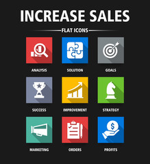 INCREASE SALES FLAT ICONS