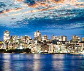 Kirribilli night skyline in Sydney, Australia