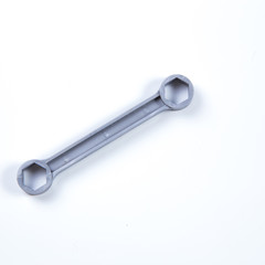 Kids construction toys tools , Toy  plastic spanner on a white background