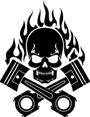 Piston Skull, Abstract Flame Background
