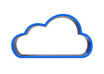 Cloud icon. 3d blue sign.