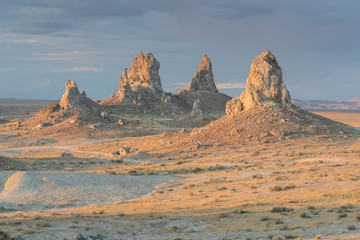   Trona Pinnacles are nearly 500 tufa spires hidden in California Desert National Conservation Area, not far from the Death Valley National Park, California, USA.