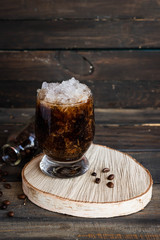 Cold frappuccino with cream and ice crumb