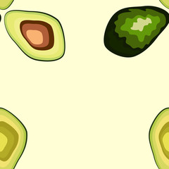 Avocado seamless pattern. print, fabric and organic, vegan, raw products packaging. Texture for eco and healthy food