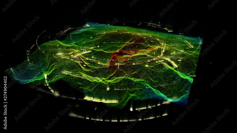 Fototapete futuristic holographic terrain environment, geomorphology, topography and digital data telemetry inf