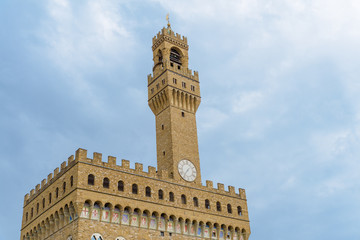 Obraz premium Belltower and the old palace on Piazza della Signoria in Florence, Italy.