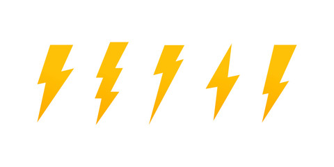 Set Lightning bolt. Thunderbolt, lightning strike. Modern flat style vector illustration